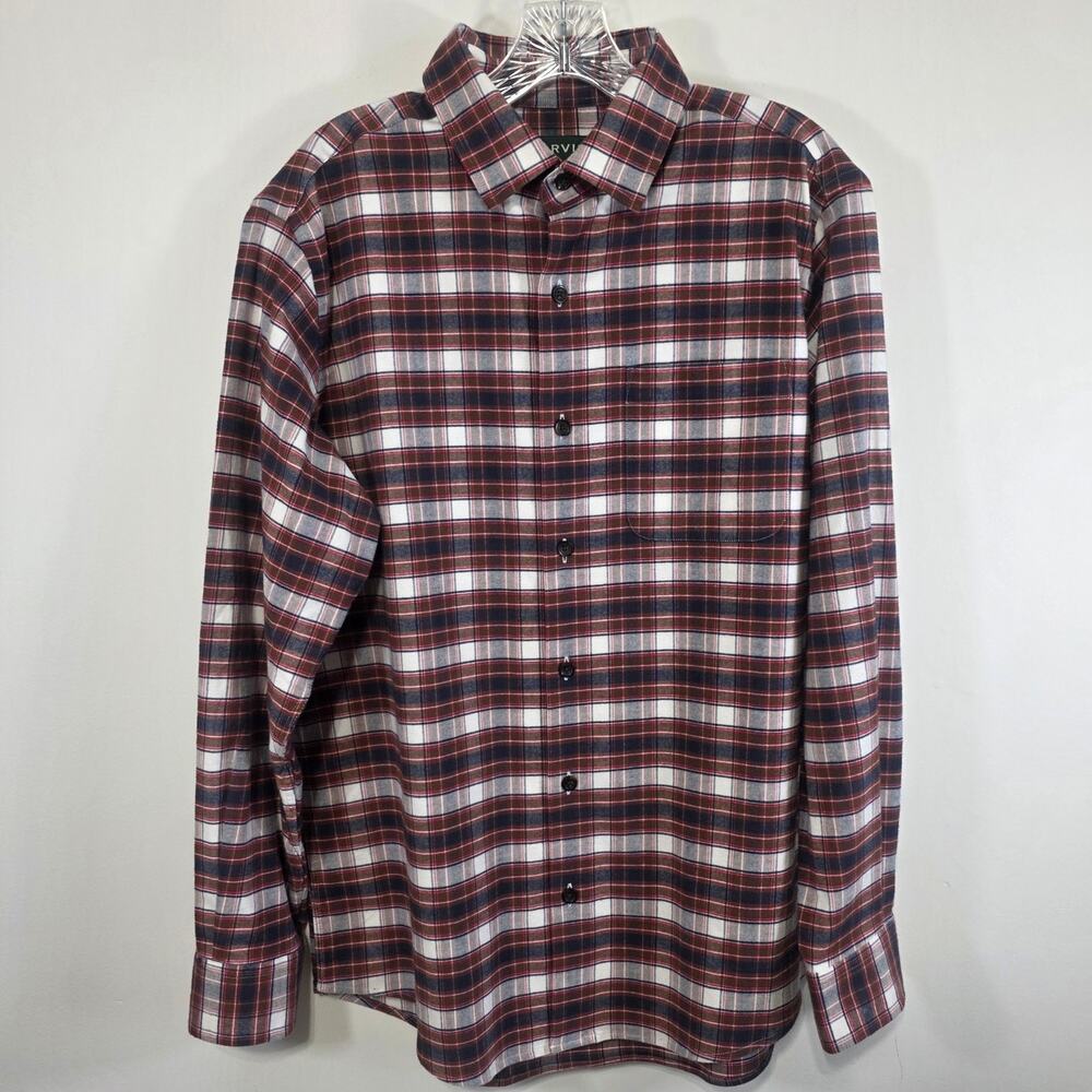 NWOT Orvis Mens Luxury Cotton & Merino Plaid Flannel Long Sleeve Shirt Size Med